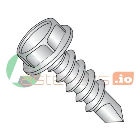 Newport Fasteners Self-Drilling Screw, #10 x 3 in, Plain 18-8 Stainless Steel Flange Hex Head External Hex Drive 708392